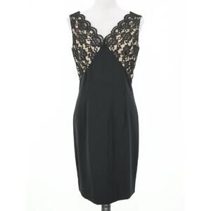 Maggy London Dress Womens 8 Black Lace Lined Back Zip Sleeveless Formal Wedding